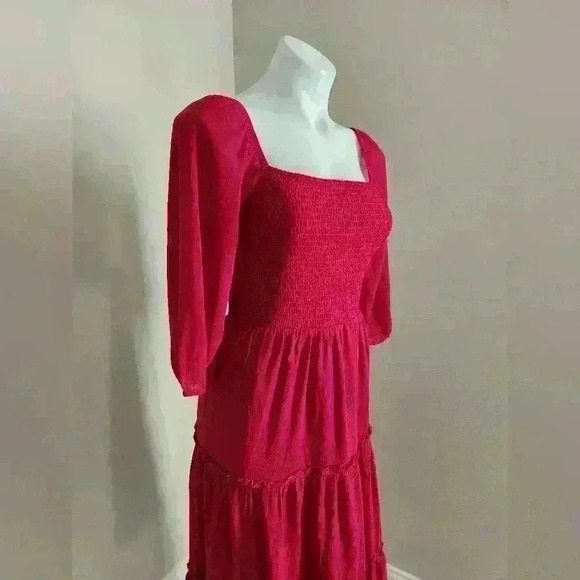 Ruby Red square neck midi dress - Picture 2 of 4